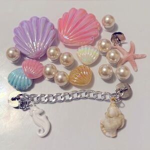 BOGO SALE NEW 18 Seashells and Pearls Croc Charms Shoe Charm
